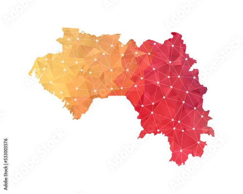 Guinea Map - Abstract geometric rumpled triangular low poly style gradient graphic on white background , line dots polygonal design for your . Vector illustration eps 10.