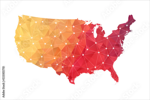 United States of America Map - Abstract geometric rumpled triangular low poly style gradient graphic on white background , line dots polygonal design for your . Vector illustration eps 10.