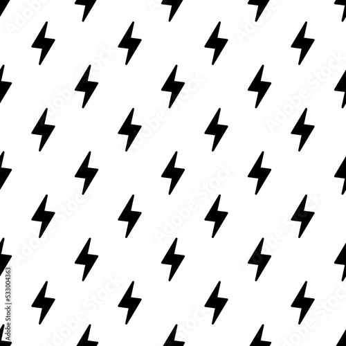 Lightning bolts, thunderbolts seamless pattern vector illustration.