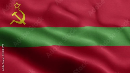 Flag Of Transnistria - Transnistria Flag High Detail - National flag Transnistria wave Pattern loopable Elements - Fabric texture and endless loop - Highly Detailed Flag - The flag of fluttering in photo