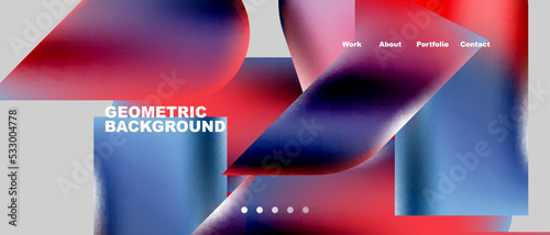 Glassmorphism landing page background template. Colorful glass shapes with metallic effect abstract composition for wallpaper, banner, background