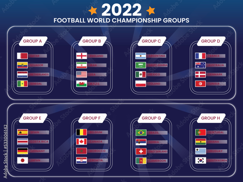 Flat football championship groups table template Vector Image
