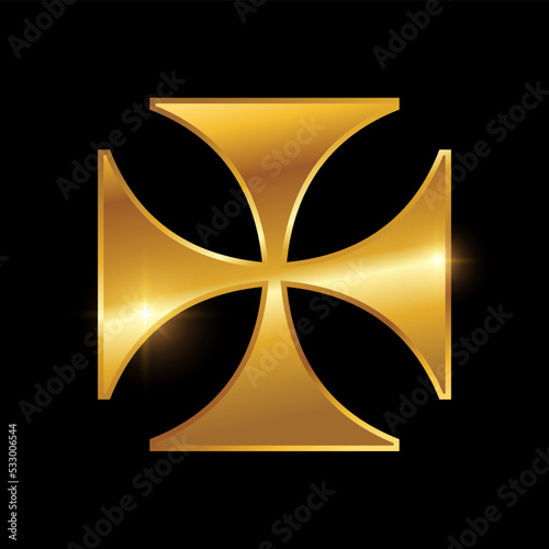 Golden Maltese Cross Logo Sign