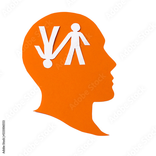 split personality. Bipolar mental disorder. Different mood. Psychology. Dual personality concept. Paper cut design.png.
