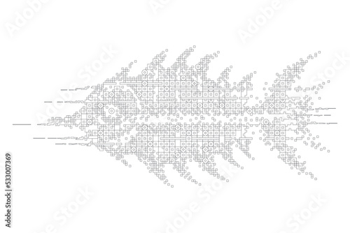 Black and white vector illustration of an abstract fish 