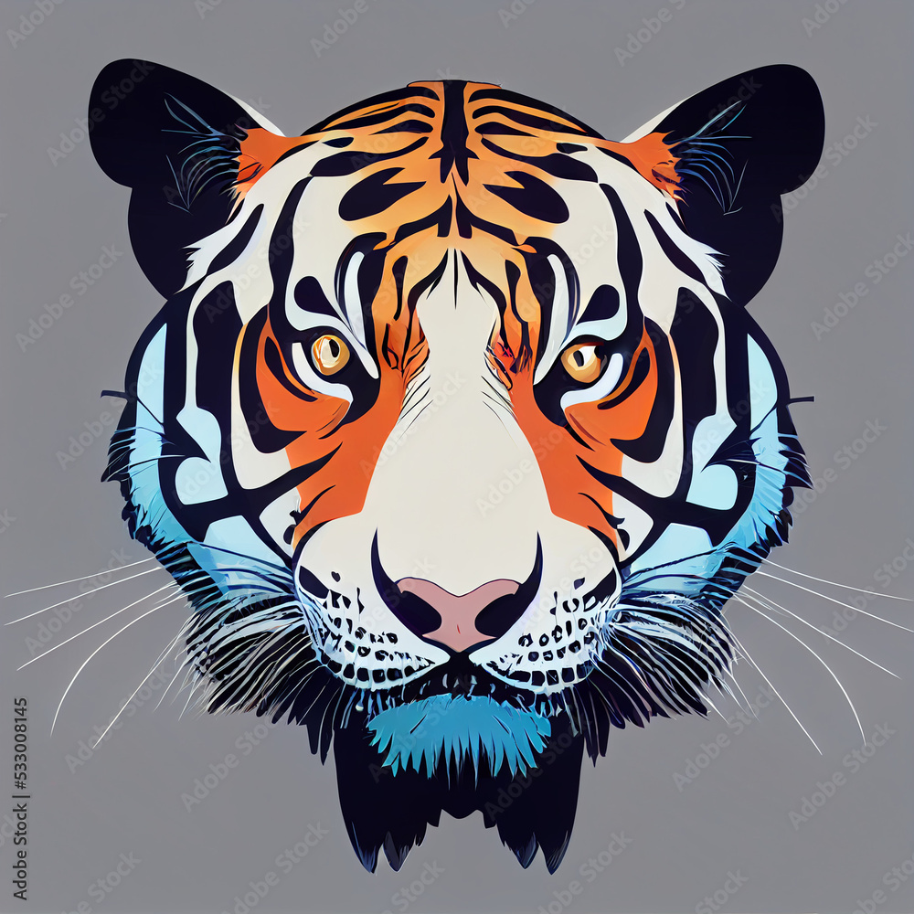 a 3d illustration of a tiger hat on a grey background