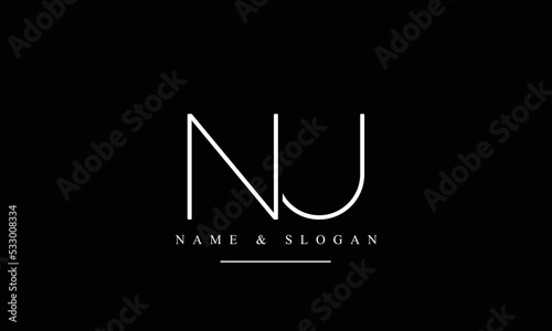 UN, NU, U, N abstract letters logo monogram