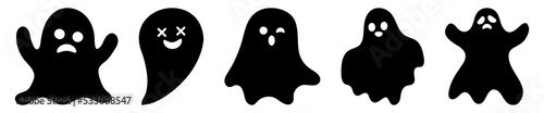 Set of halloween ghosts. Vector illustration isolated on white background