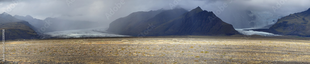 View on Myrdalsjokull glacier from Skafta lava fields View on Myrdalsjokull glacier from Skafta lava fields