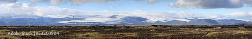 View on Myrdalsjokull glacier from Skafta lava fields