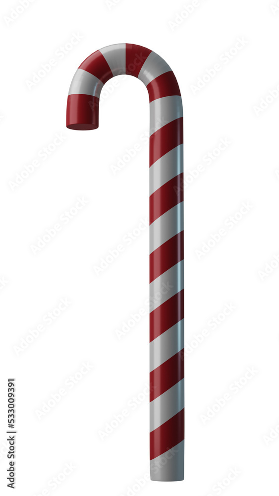 Obraz premium A 3d render of a Candy cane suitable for use as a web decoration or icon.