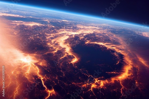 illustration of a thunderstorm as seen from space