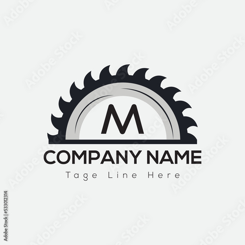 Carpenter Logo On Letter M Template. Carpenter On M Letter, Initial Carpenter Sign Concept, Real Estate logo design
