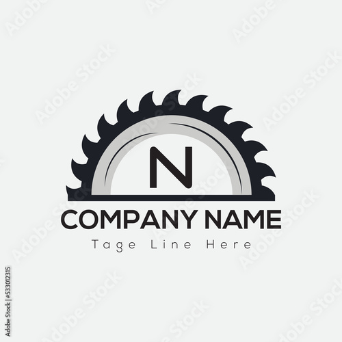 Carpenter Logo On Letter N Template. Carpenter On N Letter, Initial Carpenter Sign Concept, Real Estate logo design