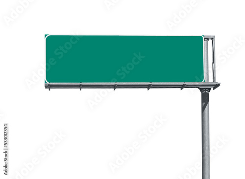 Blank overhead freeway directional sign isolated.
