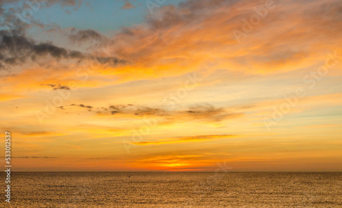 Sunrise over the sea in the early morning.