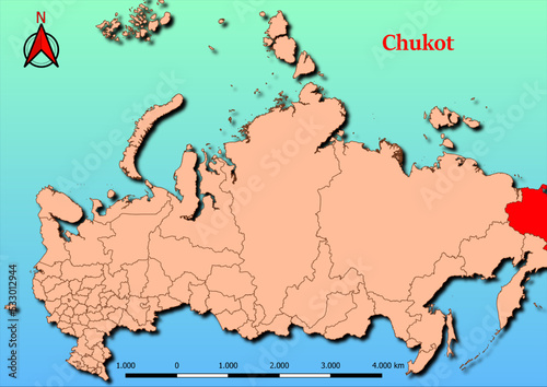 Vector Map of Russia with map of Volyn county highlighted in red