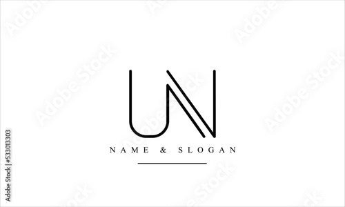UN, NU, U, N abstract letters logo monogram