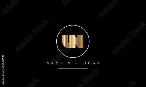 UN, NU, U, N abstract letters logo monogram