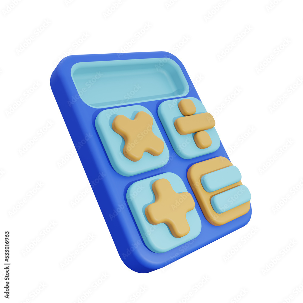 3d render illustration calculator with button 3d render illustration calculator with button