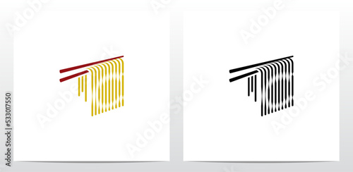 Noodles Chopstick Letter Logo Design C