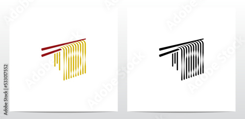 Noodles Chopstick Letter Logo Design D