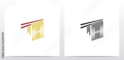 Noodles Chopstick Letter Logo Design H