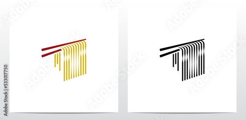 Noodles Chopstick Letter Logo Design T