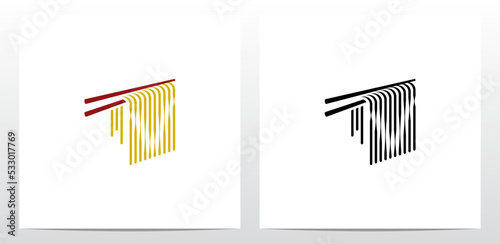 Noodles Chopstick Letter Logo Design V