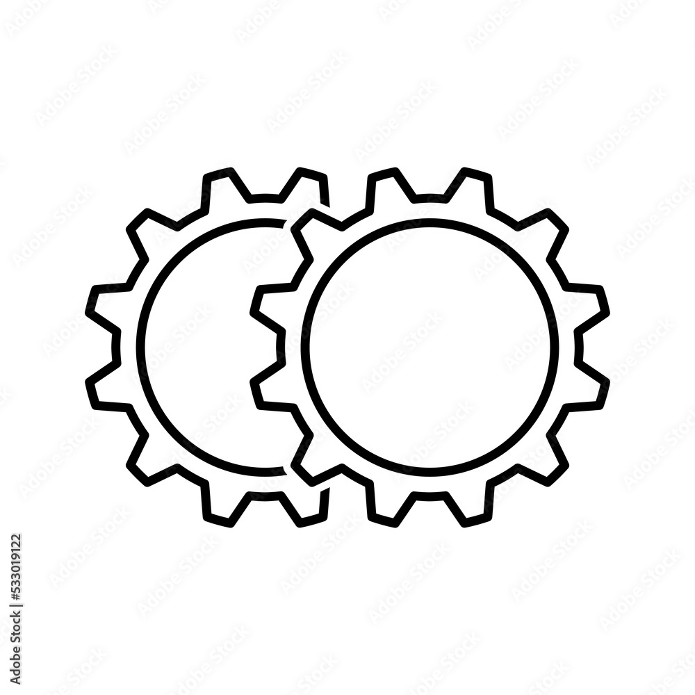 Cog line icon isolated on white background Cog line icon isolated on white background