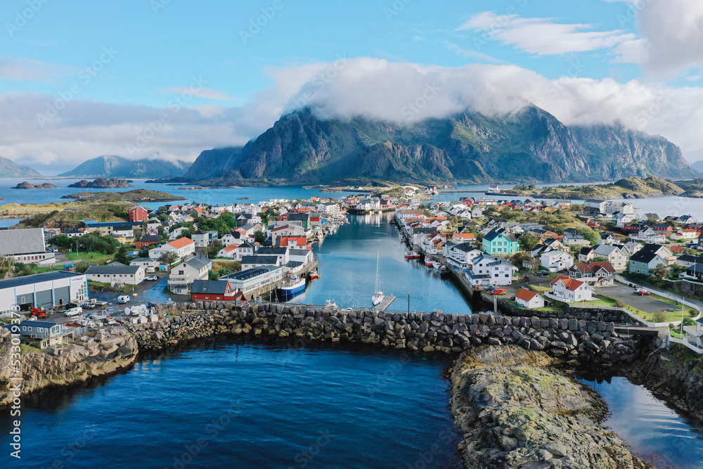 view of Henningsvaer harbour