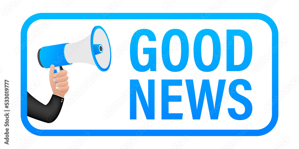 Hand Holding Megaphone with good news. Megaphone banner. Web design. stock illustration Hand Holding Megaphone with good news. Megaphone banner. Web design. stock illustration