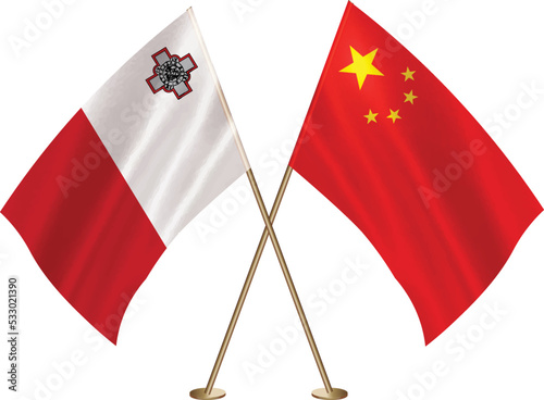 Malta,China flag together.Malta,Chinese flag together
