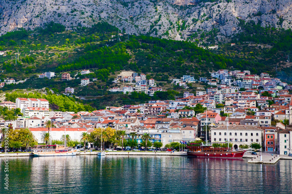 scenic summer view in Croatian resort - Makarska, Dalmatia, Croatia, Adriatic sea, Europe ...this image sell only on adobe stock