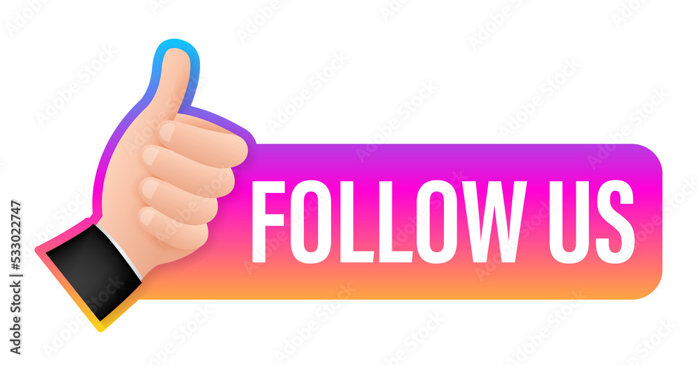 Button Follow us on white background. illustration. Button Follow us on white background. illustration.