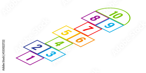 Set of child hopscotch game templates.  stock illustration