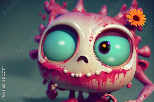 Cute 3D animation-style zombie that's family friendly and kid friendly