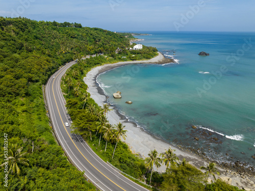 Aerial view of the sea coast in Taitung of Taiwan