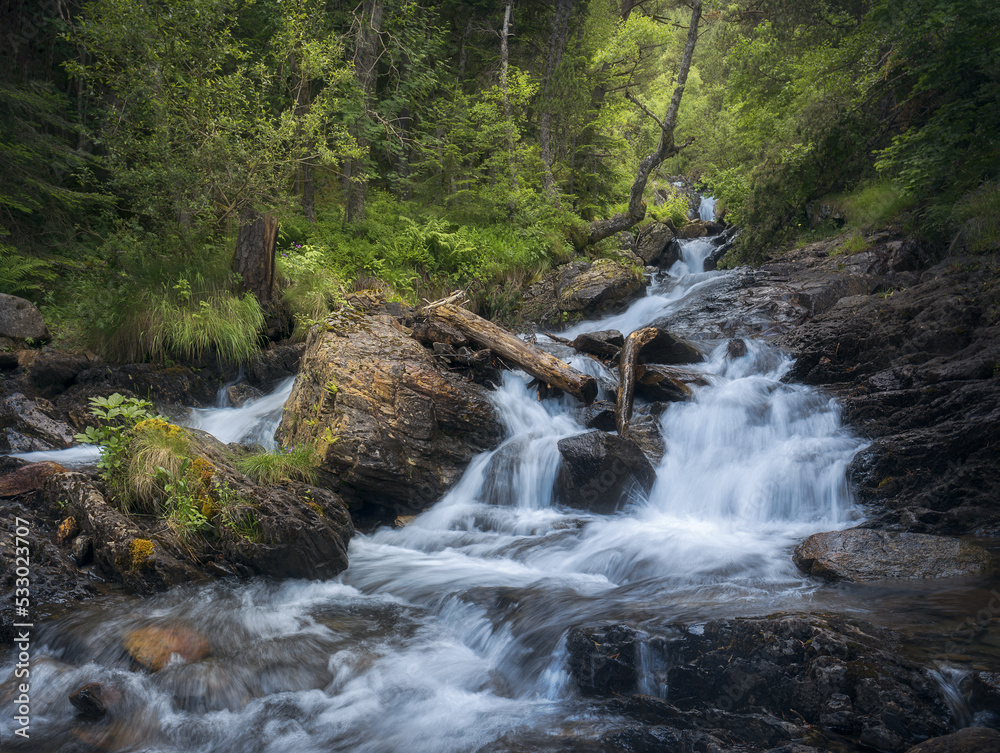 Fototapeta premium Waterfall at Comapedrosa Natural Park in Andorra