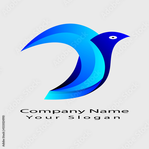 Bird modern abstract letter logo design  photo