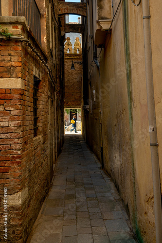 narrow street in the town Venice, Italy