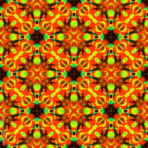Ethnic Surface Medallion. Orange, Red, Pink