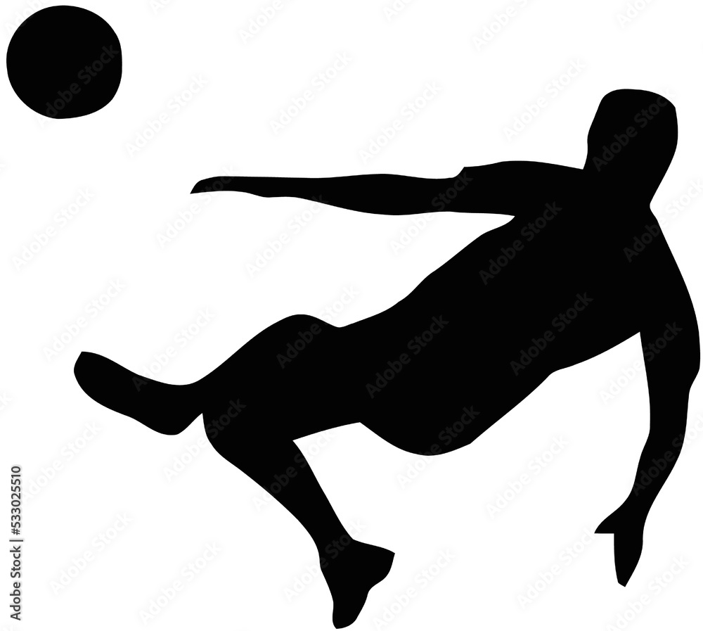 silhouette of football player in best action with transparent background