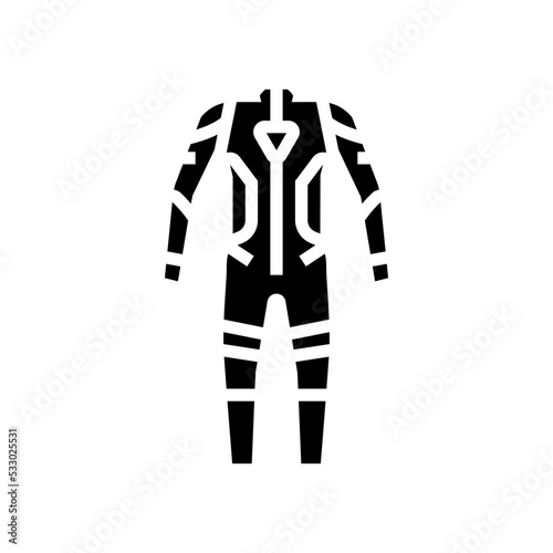 one piece suits motorcycle glyph icon vector. one piece suits motorcycle sign. isolated symbol illustration