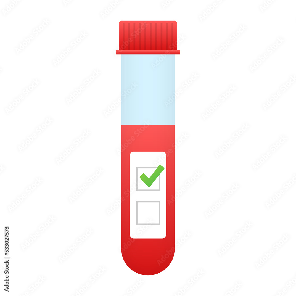Blood test result in flat style. Chemical laboratory research. stock illustration. Blood test result in flat style. Chemical laboratory research. stock illustration.