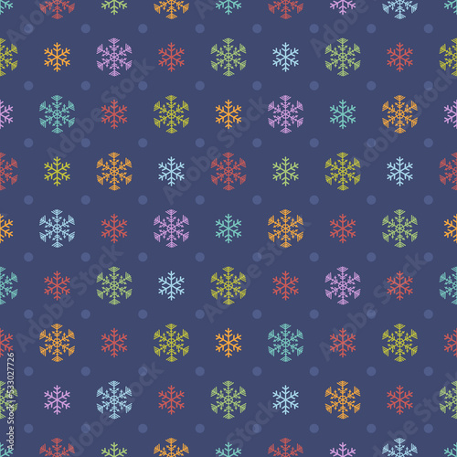 Multicolored snowflakes seamless pattern