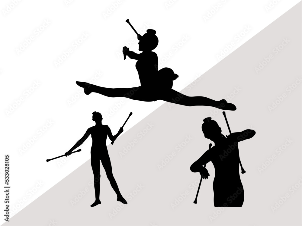 Grafika wektorowa Stock: Baton Twirling SVG, Majorette Baton Twirling