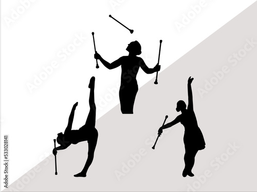Baton Twirling SVG, Majorette Baton Twirling Gymnastics SVG, Baton Twirling Bundle, Sport Baton Silhouette, Sports Svg, Baton Svg, 