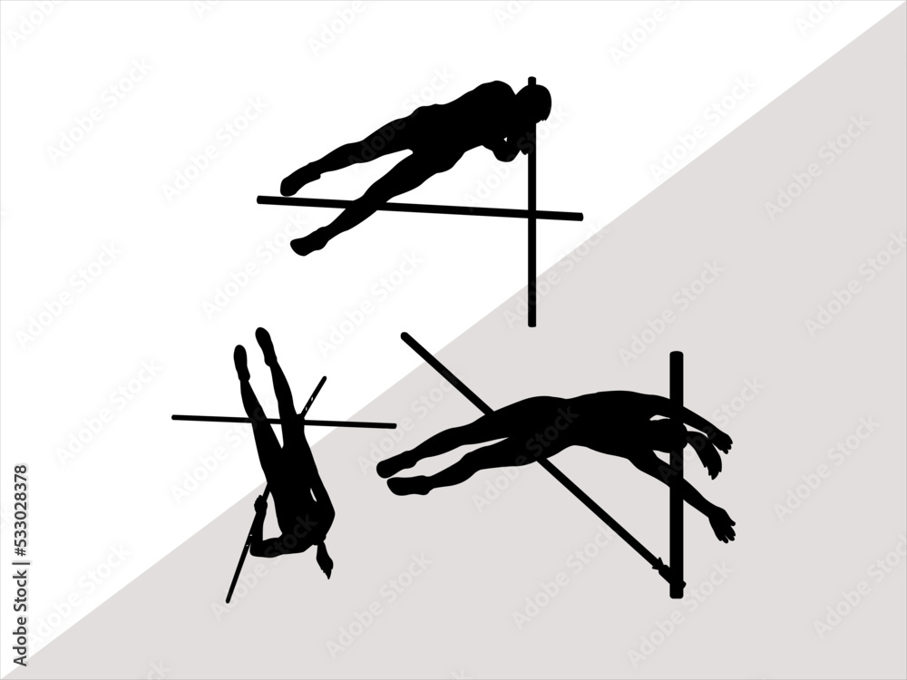 Pole vault Silhouette, Pole vault SVG Bundle, Pole vault Vector, Women Pole Vault Vector, Women