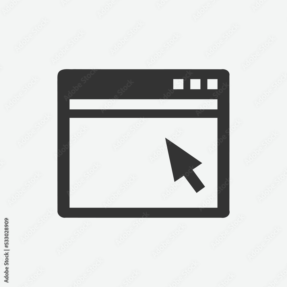 Browser window vector icon. Browser screen icon symbol. Browser window vector illustration on isolated background. Window sign for mobile concept and web design Browser window vector icon. Browser screen icon symbol. Browser window vector illustration on isolated background. Window sign for mobile concept and web design
